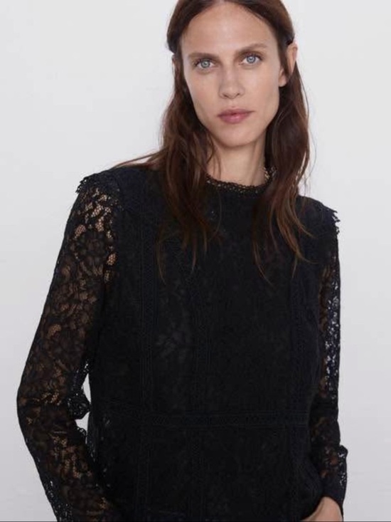 Zara Tops - Zara Black Lace Long Sleeve Top